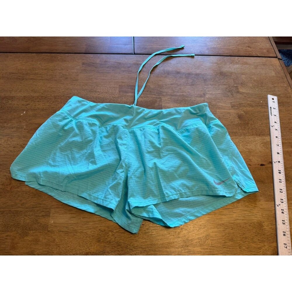 Nike Dry Dri-Fit Running Athletic Shorts Attached Brief Womens Sz XL Mint Green